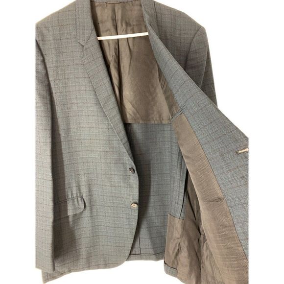Mens 60s Vintage Sport Coat Blazer Plaid Size 44 Blue Rough Riders CA USA 5446 - Picture 7 of 10